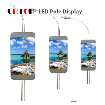 عمود إنارة الشوارع P4mm شاشة LED رقمية لافتات على جانب الطريق